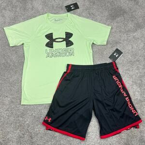 New- Adorable Boys Under Armour Shirt and Shorts Youth Large